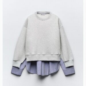 Zara Contrasting Poplin Sweatshirt